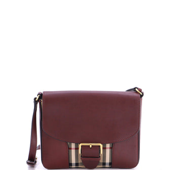 Burberry Dickens Crossbody Bag Leather with Horseferry Check Canvas Small