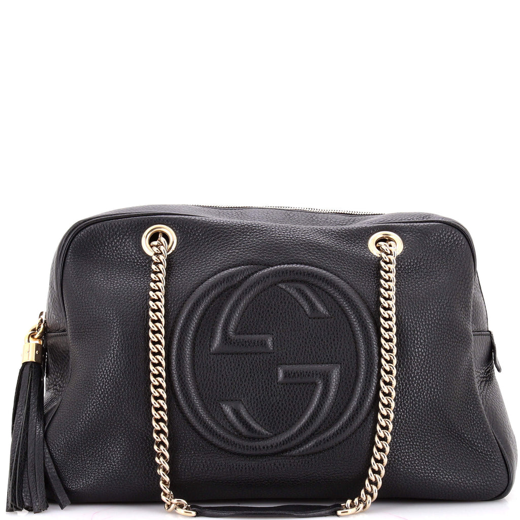 Gucci Soho Chain Zip Shoulder Bag Leather Medium Black 4321761