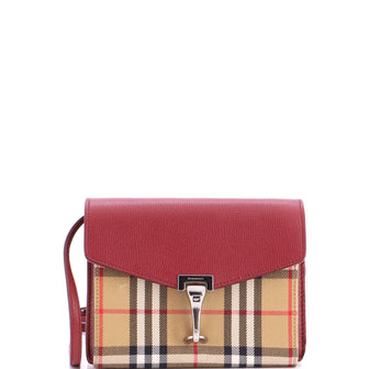 Burberry Macken Crossbody Bag Leather and Vintage Check Canvas Baby