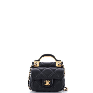 Chanel Lady Handle Flap Card Holder on Chain Quilted Calfskin