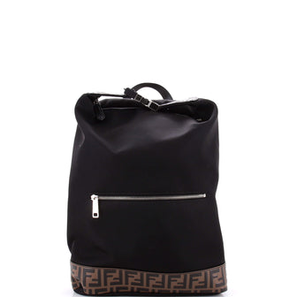 Fendi Santander Backpack Nylon with Zucca Embossed Leather