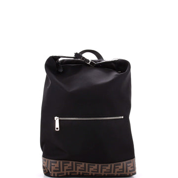 Fendi Santander Backpack Nylon with Zucca Embossed Leather