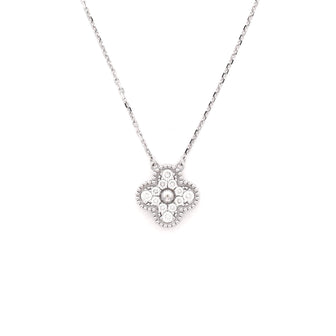 Van Cleef & Arpels Vintage Alhambra Pendant Necklace 18K White Gold and Diamonds