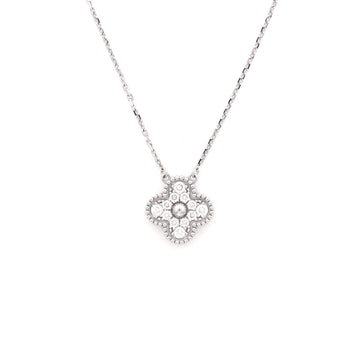 Van Cleef & Arpels Vintage Alhambra Pendant Necklace 18K White Gold and Diamonds
