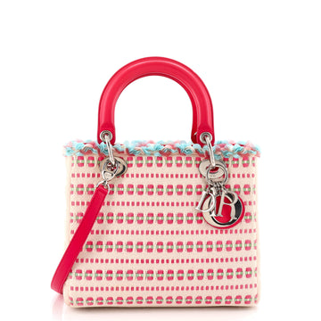 Christian Dior Lady Dior Bag Woven Tweed with Cannage Quilt Lambskin Medium