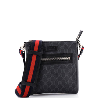 Gucci Web Strap Front Zip Messenger Bag GG Coated Canvas Small
