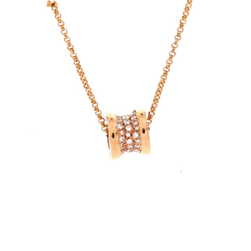Bvlgari B.Zero1 Pendant Necklace 18K Rose Gold with Pave Diamonds Mini