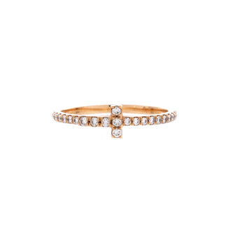 Tiffany & Co. T Wire Band Ring 18K Rose Gold with Pave Diamonds
