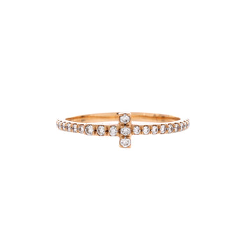 Tiffany & Co. T Wire Band Ring 18K Rose Gold with Pave Diamonds