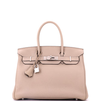 Hermes Birkin Handbag Grey Togo with Palladium Hardware 30