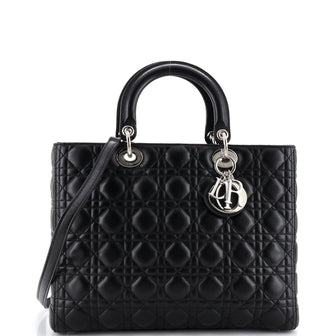 Christian Dior Vintage Lady Dior Bag Cannage Quilt Lambskin Large