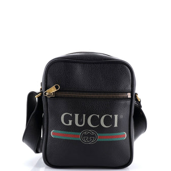 Gucci Logo Zip Messenger Bag Printed Leather Small