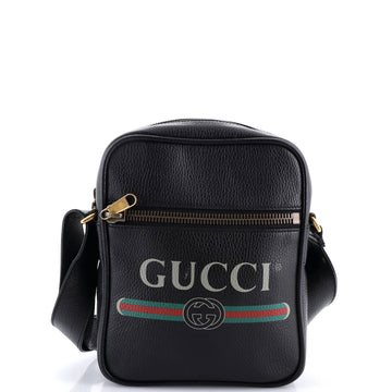 Gucci Logo Zip Messenger Bag Printed Leather Small