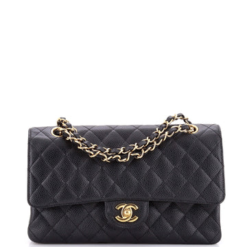Chanel Vintage Classic Double Flap Bag Quilted Caviar Small