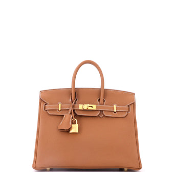 Hermes Birkin Handbag Brown Togo with Gold Hardware 25