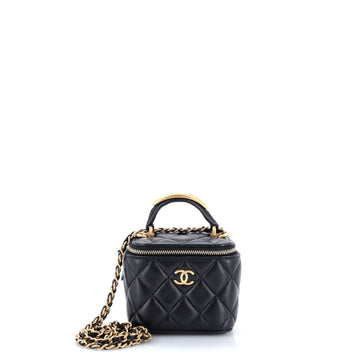 Chanel CC Top Handle Vanity Case with Chain Quilted Lambskin with Metal Mini