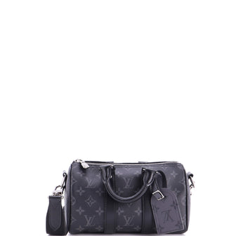 Louis Vuitton Keepall Bandouliere Bag Reverse Monogram Eclipse Canvas 25