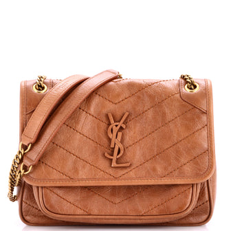 Saint Laurent Niki Chain Flap Bag Matelasse Chevron Leather Baby