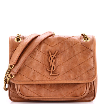 Saint Laurent Niki Chain Flap Bag Matelasse Chevron Leather Baby