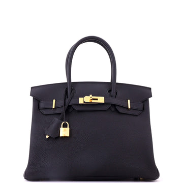 Hermes Birkin Handbag Black Togo with Gold Hardware 30