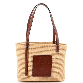 Loewe Square Basket Tote Woven Raffia Small