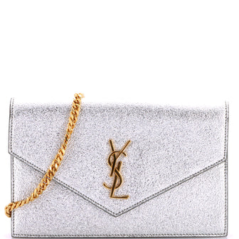 Saint Laurent Classic Monogram Wallet on Chain Leather Small