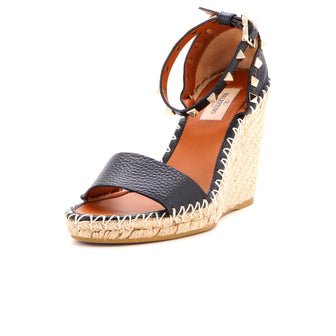 Valentino Garavani Women's Rockstud Ankle Strap Double Wedge Sandals Leather