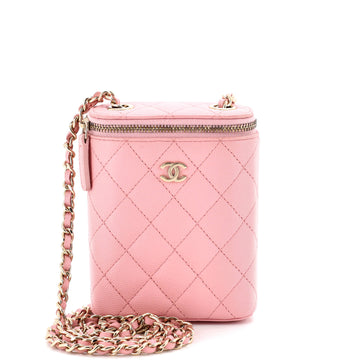 Chanel Vertical Classic Vanity Case with Chain Quilted Caviar Small