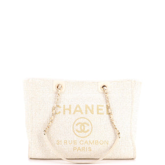 Chanel Deauville Tote Raffia with Glitter Detail Small