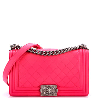 Chanel Boy Flap Bag Quilted Lambskin Old Medium