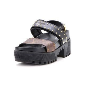 Louis Vuitton Women's Laureate Platform Sandals Monogram Canvas and Studded Leather