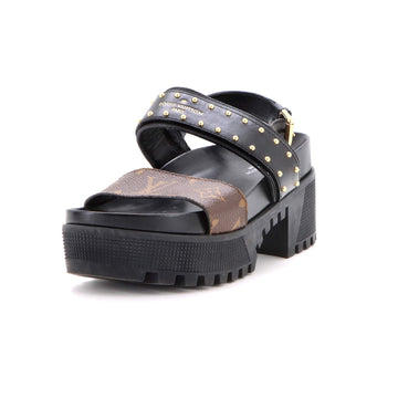 Louis Vuitton Women's Laureate Platform Sandals Monogram Canvas and Studded Leather