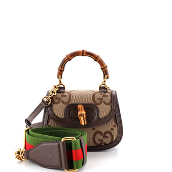 Gucci Bamboo 1947 Top Handle Bag Jumbo GG Canvas Mini