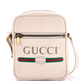 Gucci Logo Zip Messenger Bag Printed Leather Small