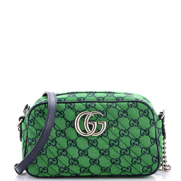 Gucci GG Marmont Shoulder Bag Diagonal Quilted GG Canvas with Leather Small