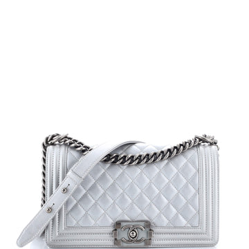 Chanel Boy Flap Bag Quilted Metallic Calfskin Old Medium
