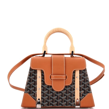 Goyard Saigon Top Handle Bag Coated Canvas with Leather PM