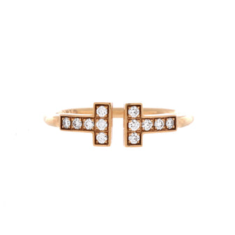 Tiffany & Co. T Wire Ring 18K Rose Gold with Diamonds