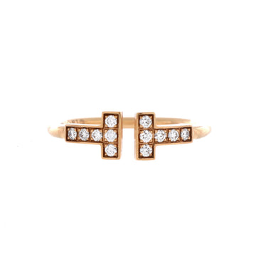 Tiffany & Co. T Wire Ring 18K Rose Gold with Diamonds