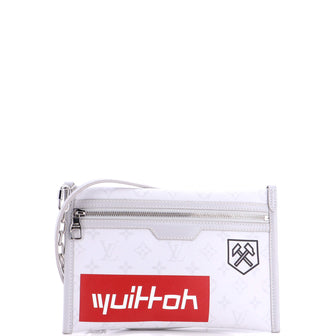 Louis Vuitton Double Flat Messenger Bag Limited Edition Logo Story Monogram Canvas and Denim