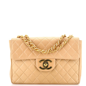 Chanel Vintage Classic Single Flap Bag Quilted Lambskin Jumbo