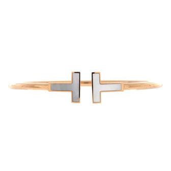 Tiffany & Co. T Wire Bracelet 18K Rose Gold with Mother of Pearl