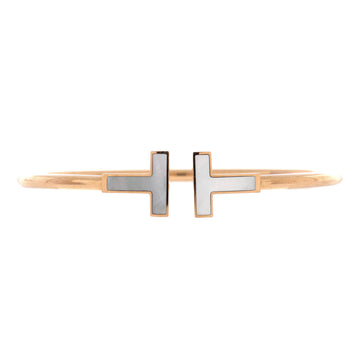 Tiffany & Co. T Wire Bracelet 18K Rose Gold with Mother of Pearl