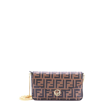 Fendi F is Fendi Envelope Clutch on Chain Zucca Embossed Leather