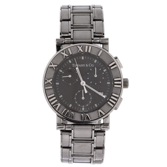Tiffany & Co. Atlas Date Chronograph Quartz Watch Stainless Steel 35