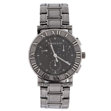 Tiffany & Co. Atlas Date Chronograph Quartz Watch Stainless Steel 35