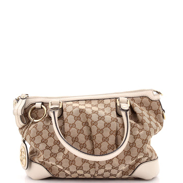Gucci Sukey Top Handle Satchel GG Canvas with Leather Medium