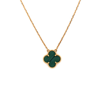 Van Cleef & Arpels Vintage Alhambra Pendant Necklace 18K Yellow Gold and Malachite
