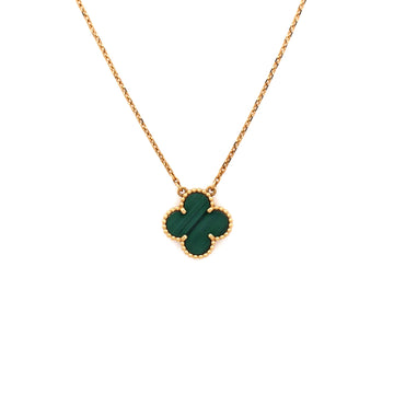 Van Cleef & Arpels Vintage Alhambra Pendant Necklace 18K Yellow Gold and Malachite