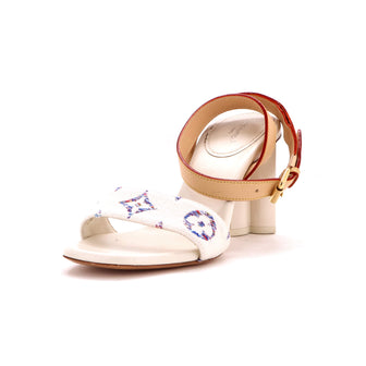 Louis Vuitton Women's Silhouette Heeled Sandals Leather and Monogram Tweed